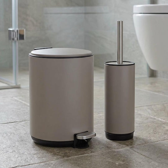 Sidirela Elegantes E-4741 Metallisches Satz Badezimmereimer und Bürste Soft Close 5lt Braune