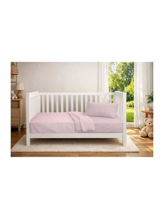 Dimcol Κουβέρτα Κούνιας Bebe Πικέ Ροζ 125x150εκ.