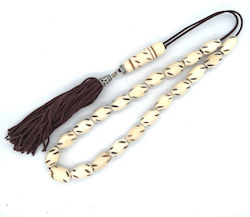 Kompologadiko Graven Worry Beads with 21 Beads from Camel Bone with Brown Tassel