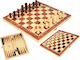 Backgammon/Șah din Lemn cu Pioni 29x29cm