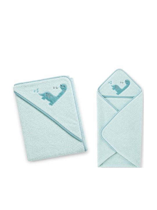 Beboulino Baby-Badetuch mit Kapuzen Dino Grüne 75x75cm