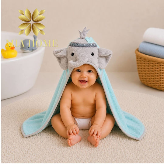 Mia Home Baby-Badetuch Mit Kapuze Blau 85x85cm