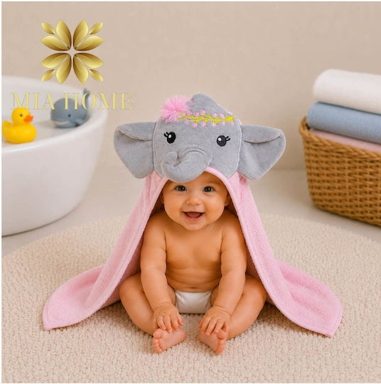 Mia Home Baby-Badetuch mit Kapuze Rosa 85x85cm