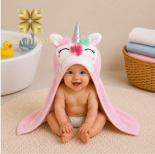 Mia Home Baby-Badetuch mit Kapuzen Einhorn 85x85cm