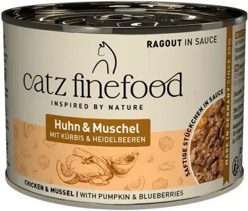 Catz Finefood Wet Food for Adult Cats with Chicken Mussels and Meat Grain Free 190gr
