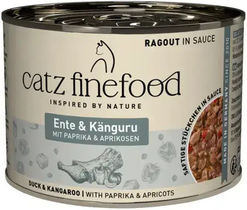 Catz Finefood Wet Cat Food for Adult Cats with Duck and Meat Grain Free 190gr