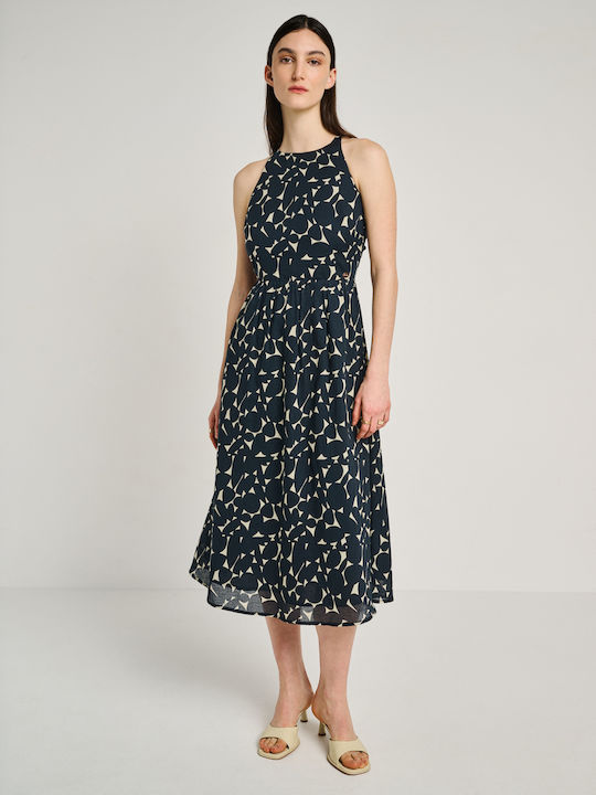 Sommer Midi Damenkleid Marineblau