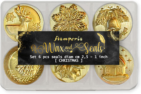 Set Briefmarken Wachs Christmas Stamperia 6 Stück