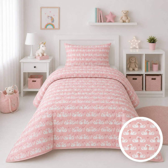 Astron Italy Kinderbettdecke Einzel mit Mikrofaserfüllung Swan Love 160x240cm