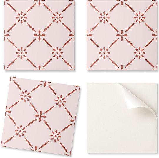 Set of Vinyl Tile Stickers Printed Elegant Floral Pattern 9x30x30 Pieces