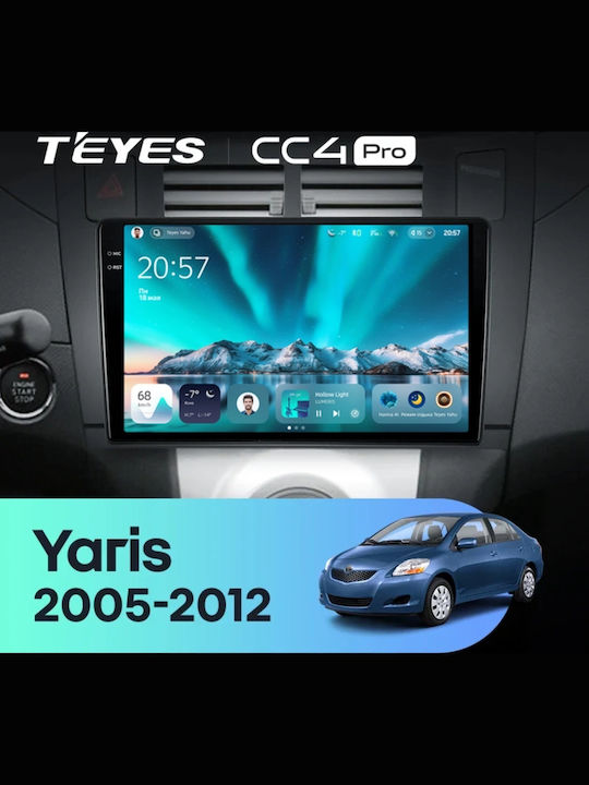 Teyes Cc4 Navigație Auto Toyota Yaris 2005-2012 6+128GB 9.5" QLED Octa-Core 2.7GHz Android 4G Bluetooth 5.1 DSP