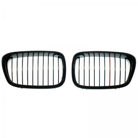 BMW 5 E39 1996.01-2003 Autostoßstangen Schwarz Glänzend Set 2 Stück 3 Farbige Streifen Tuning Rechts Links