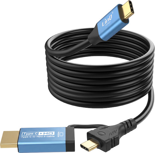 Linq Usb-C Към HDMI Видео Адаптер Кабел 4K 60Hz 1.8м Екраниран Черен