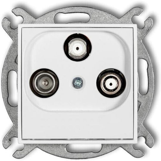 Mini Subscriber Socket Mechanism 2 Output Sat + Tv White Matt 25mgsn