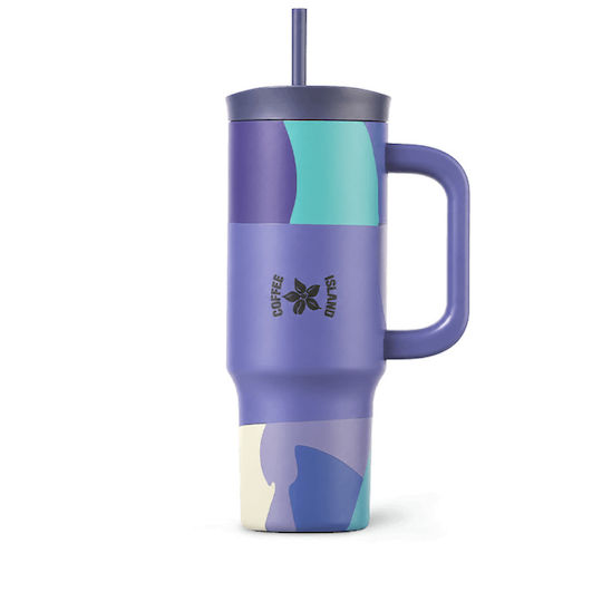 Coffee Island Thermos Bottle 900ml Purple Rain with Straw