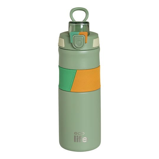 Ecolife Recycelbare Thermosflasche Rostfreier Stahl BPA-frei 500ml Grüne mit Handgriff