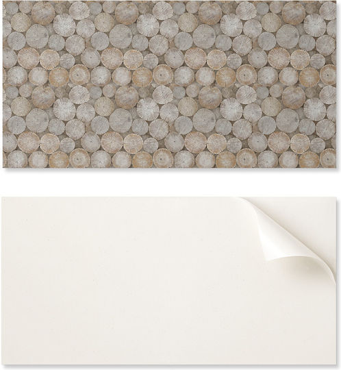 Ready To Apply Printed Vinyl Tiles Wooden Circle Pattern 6x60x30 Cm