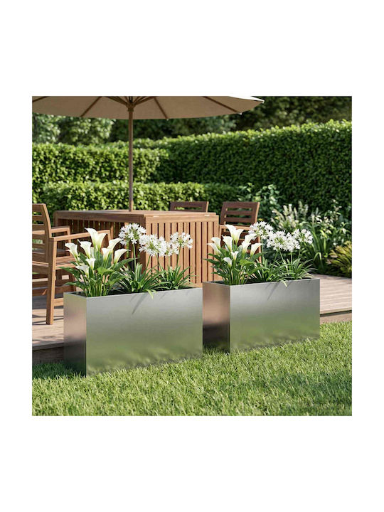 vidaXL Set of 2 Metallic Silver Flower Pots