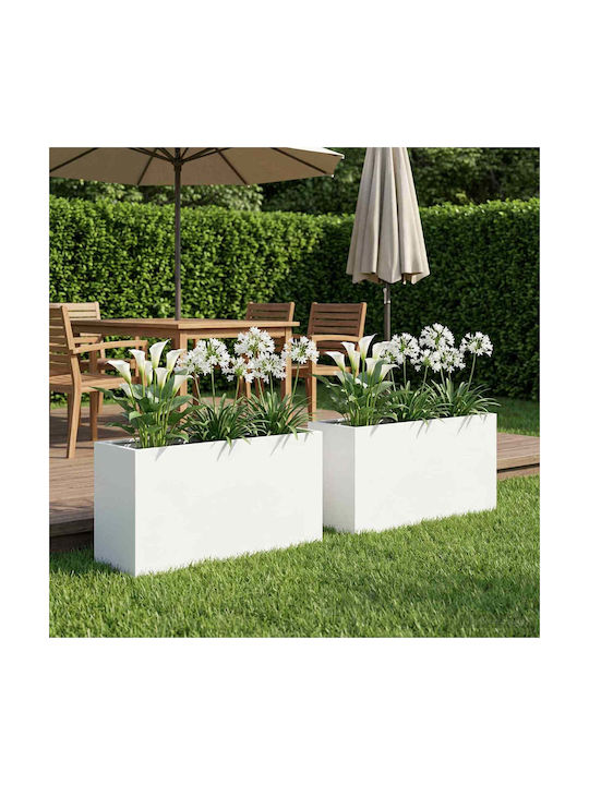 vidaXL Set of 2 White Metallic Flower Pots