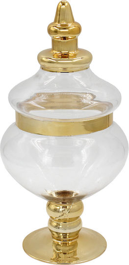 Keskor Glass Sweet Jar with Lid 15x15x29cm Gold