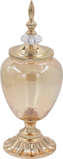 Keskor Glass Sweet Jar with Lid 15x15x37cm Gold