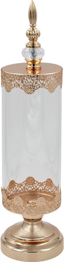 Keskor Sweet Jar Glass with Lid 11.5x11.5x45cm Gold