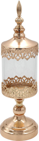 Keskor Glass Sweet Jar with Lid 11.5x11.5x40cm Gold