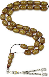 Roloi Komboloi Worry Beads with 33 Beads Made of Mastic Length 35cm Yellow