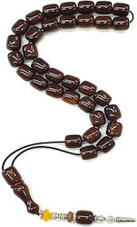 Roloi Komboloi Worry Beads with 33 Beads Made of Mastic Length 32cm Brown