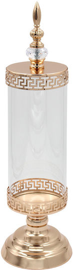 Keskor Glass Sweet Jar with Lid 12.5x12.5x45cm Gold