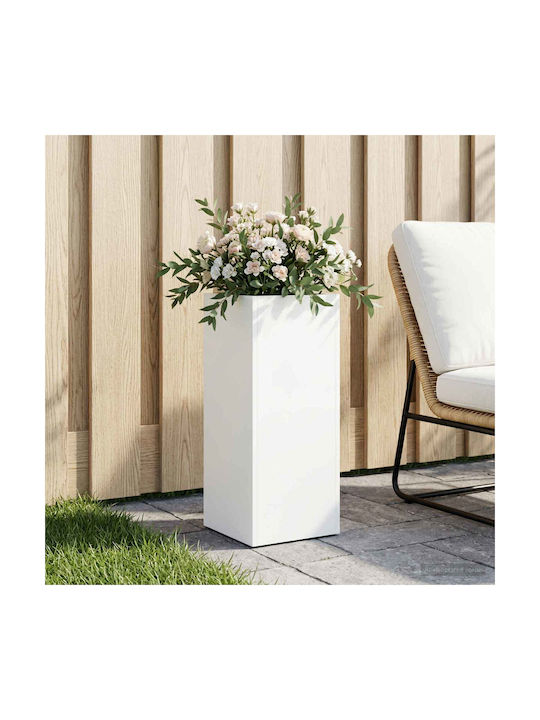 vidaXL Metallischer Weißer Pflanzgefäß 20x20x50cm