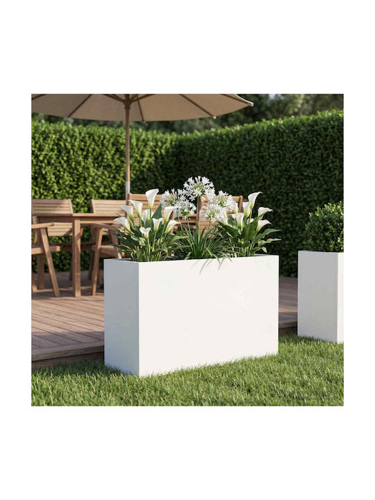 vidaXL Ghiveci De Flori Metalic Alb 80x30x50cm