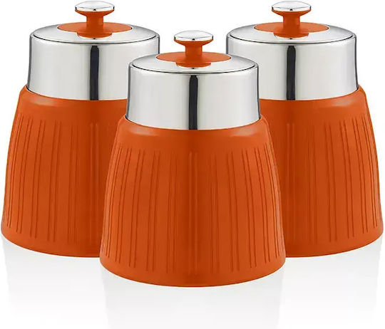 Swan Set 3 Bucăți Borcane de Uz General cu Capac Plastic Portocalii 1200ml 3 Bucăți