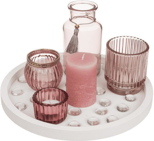 Wooden Tray Candle Vase & Holders Rose Gold