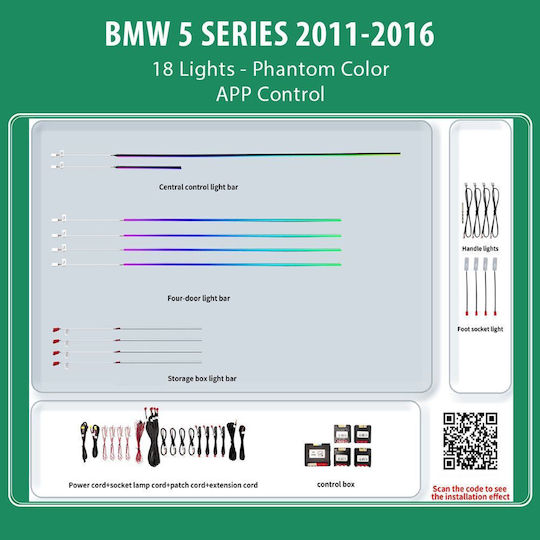 Diq Ambient Bmw S.5 Bm01n Dyn Digital Iq Ambient Light Bmw Series 5 Mod.2012-2017 18 Lights Phantom Dynamic