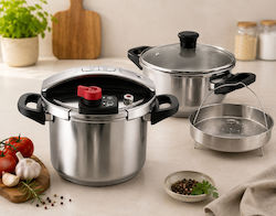 Σετ Χύτρες Ταχύτητας Deluxe Solingen Easy Open 3τμχ 9lt 5lt Καλάθι Ατμού Dst-02