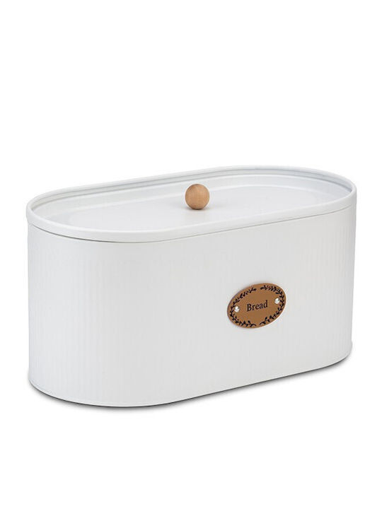 Nava Bread Box with Lid Metallic White