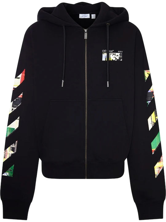 Off White Cardigan With Hood Black