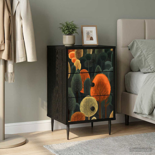 Nachttisch Holz mit Metallbeinen Schwarz 36x33x61cm