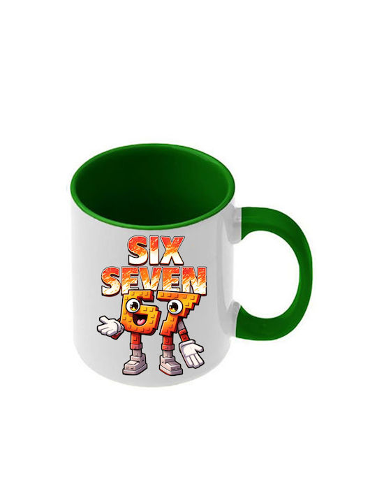 Mug Six-Seven Green Handle Interior