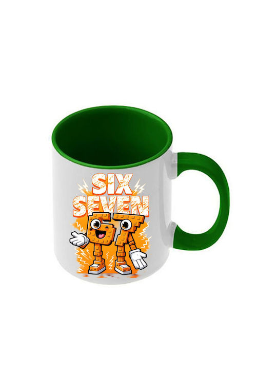 Mug Six-Seven Green Handle Interior