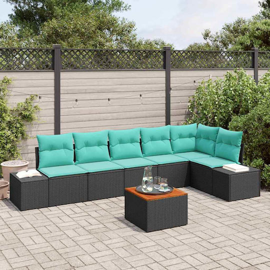 Garten- und Outdoor-Möbelsets Wohnzimmer Typsatz 7 Stück Türkis mit Kissen