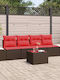 Garten- und Outdoor-Möbelsets Wohnbereich Typsatz 5 Stück Rot mit Kissen