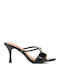 Satin Mules With Thin Heel In Black Colour