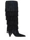 Wildleder Damenstiefel mit Hohem Absatz Schwarz