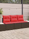 vidaXL Outdoor-Sofa Rattan mit Kissen