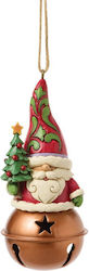 Christmas Gnome On Bell Hanging Ornament 10 Cm