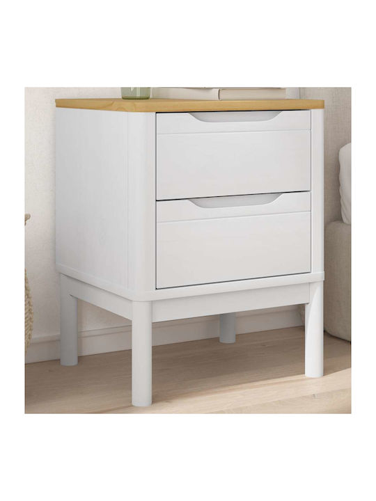 Bedside Table Made of Solid White Wood 45x39x57cm