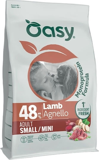 Oasy Protein 2kg Trockenfutter für Erwachsene Hunde Kleine Rassen mit Lamm Fleisch und Reis