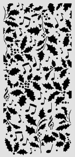 Thick Stencil 12x25cm Stamperia Christmas Γκι Νότες